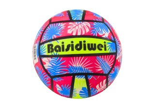 PIŁKA GUMOWA JASKRAWA LIŚCIE RÓŻOWO NIEBIESKA 24 CM