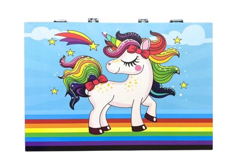 ZESTAW ARTYSTYCZNY W WALIZCE Z JEDNOROŻCEM NIEBIESKA 150 EL