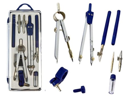 ZESTAW KREŚLARSKI GEOMETRYCZNY CYRKIEL TE0CHNICZNY ORGANIZER 9 ELE.