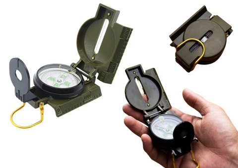 KOMPAS TURYSTYCZNY BUSOLA MIARKA FLUORESCENCYJNE WSKAZÓWKI ALUMINIOWY