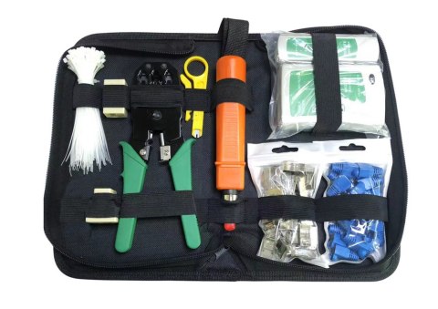 KOMPLET NARZĘDZI SIECIOWYCH 19W1 TESTER ZACISKARKA KABLI