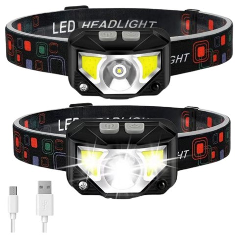 LATARKA CZOŁOWA LED CZOŁÓWKA CZUJNIK RUCHU 6 TRYBÓW ŚWIECENIA