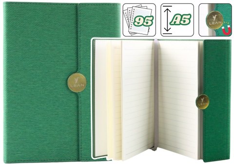 NOTES BIUROWY NA MAGNES NOTATNIK A5 W LINIE Z OBICIEM ZIELONY