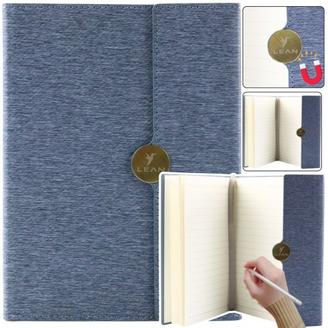 NOTES BIUROWY NA MAGNES NOTATNIK W LINIE A5 Z OBICIEM SZARY