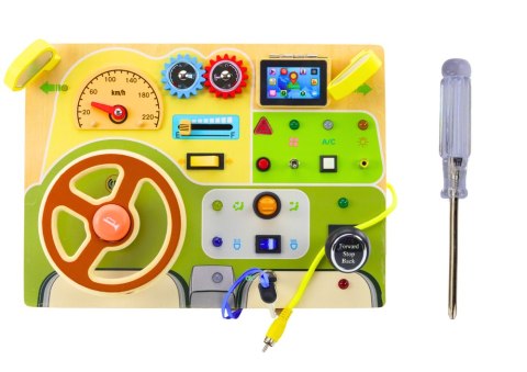 TABLICA ANALOGOWA SENSORYCZNA MANIPULACYJNA SAMOCHÓD ŚWIATŁA LED