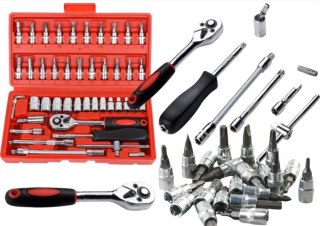 ZESTAW KLUCZY NASADOWYCH 1/4" - 46 ELEMENTÓW W WALIZCE