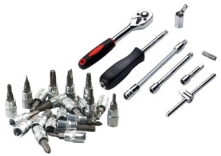 ZESTAW KLUCZY NASADOWYCH 1/4" - 46 ELEMENTÓW W WALIZCE