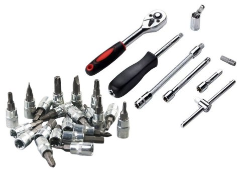 ZESTAW KLUCZY NASADOWYCH 1/4" - 46 ELEMENTÓW W WALIZCE