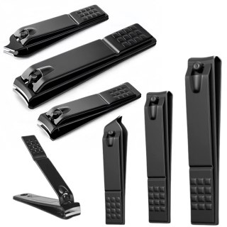 ZESTAW OBCINACZEK DO PAZNOKCI 3 SZTUKI DUŻA MAŁA SKOŚNA CZARNE