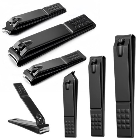 ZESTAW OBCINACZEK DO PAZNOKCI 3 SZTUKI DUŻA MAŁA SKOŚNA CZARNE