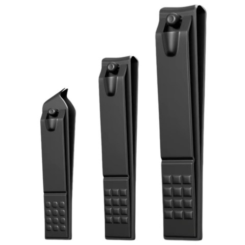 ZESTAW OBCINACZEK DO PAZNOKCI 3 SZTUKI DUŻA MAŁA SKOŚNA CZARNE