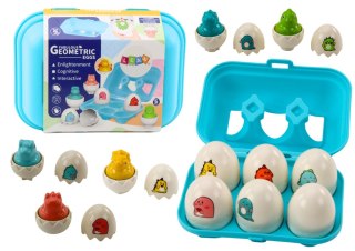 ZESTAW SZEŚCIU GEOMETRYCZNYCH JAJ DINOZAURÓW KOLOROWE