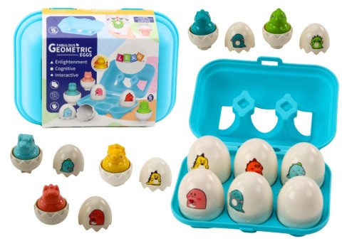 ZESTAW SZEŚCIU GEOMETRYCZNYCH JAJ DINOZAURÓW KOLOROWE