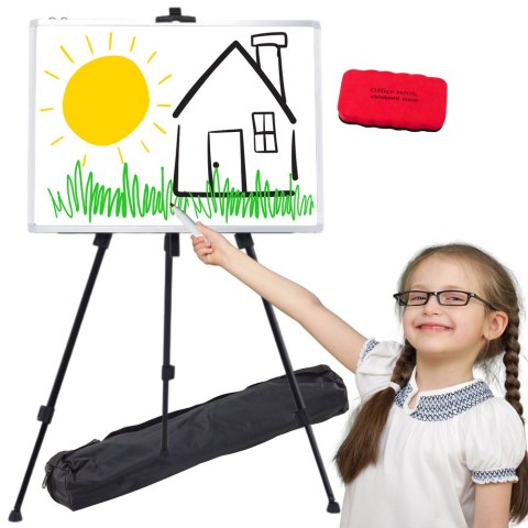 ZESTAW TABLICA MAGNETYCZNA 90X60CM NA STOJAKU PISAKI GĄBKA