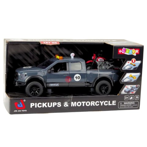 SAMOCHÓD PICKUP Z MOTOREM ŚWIATŁA DŹWIĘKI SZARY 1:12