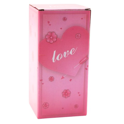 WIECZNA RÓŻA W KOPULE Z OŚWIETLENIEM LED CZERWONA Z SERDUSZKIEM 18,5X8CM