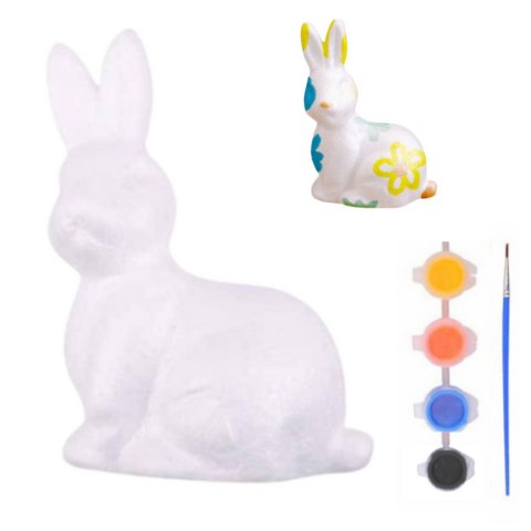 ZESTAW DO MALOWANIA STYROPIANOWYCH OZDÓB ZAJĄC FARBY PĘDZELEK