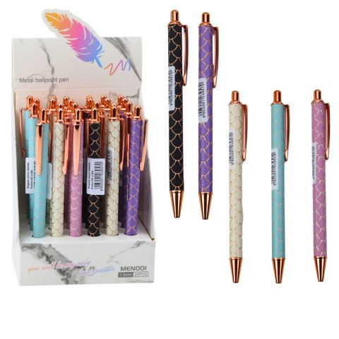 DŁUGOPIS METALOWY AUTOMATYCZNY EFEKT ŁUSKI NIEBIESKI TUSZ 1.0MM