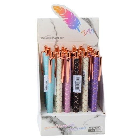 DŁUGOPIS METALOWY AUTOMATYCZNY EFEKT ŁUSKI NIEBIESKI TUSZ 1.0MM