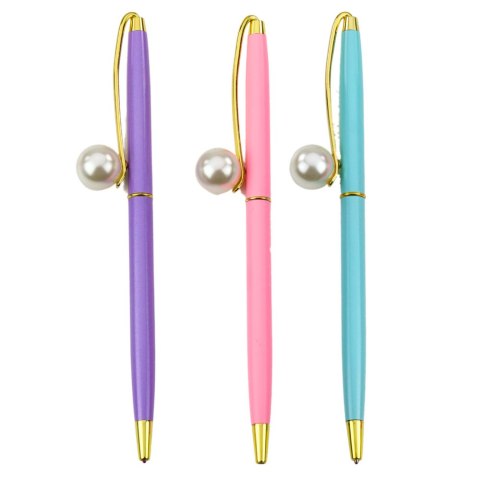 DŁUGOPIS METALOWY AUTOMATYCZNY PERŁA NIEBIESKI TUSZ 1.0MM MIX