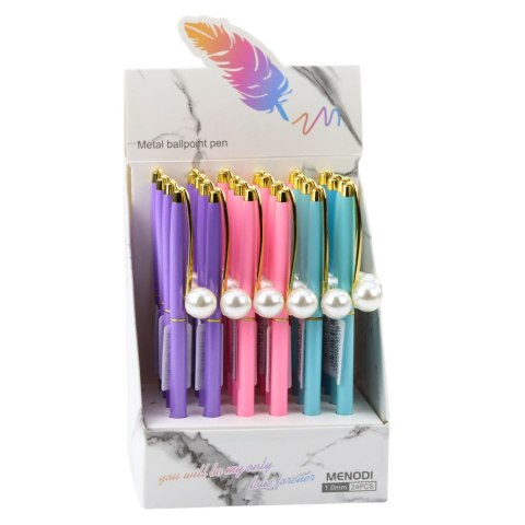 DŁUGOPIS METALOWY AUTOMATYCZNY PERŁA NIEBIESKI TUSZ 1.0MM MIX