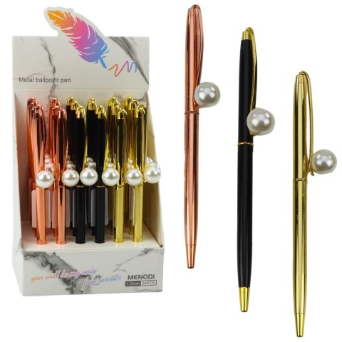 DŁUGOPIS METALOWY AUTOMATYCZNY PERŁA NIEBIESKI TUSZ 1.0MM