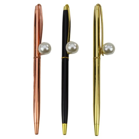 DŁUGOPIS METALOWY AUTOMATYCZNY PERŁA NIEBIESKI TUSZ 1.0MM