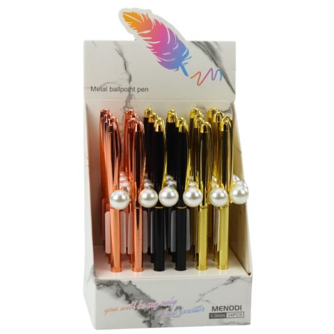 DŁUGOPIS METALOWY AUTOMATYCZNY PERŁA NIEBIESKI TUSZ 1.0MM