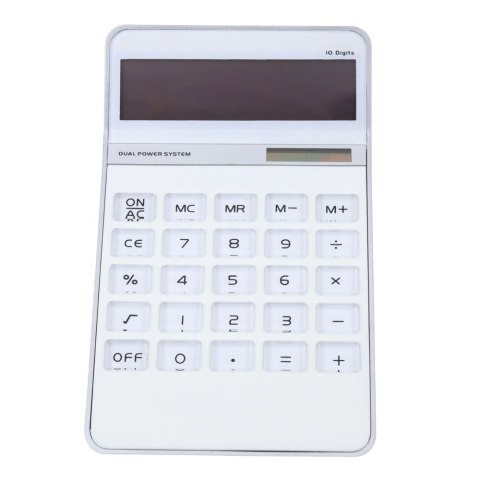 KALKULATOR BIUROWY KLASYCZNY 10D WYŚWIETLACZ 10-CYFROWY SOLAR BIAŁY