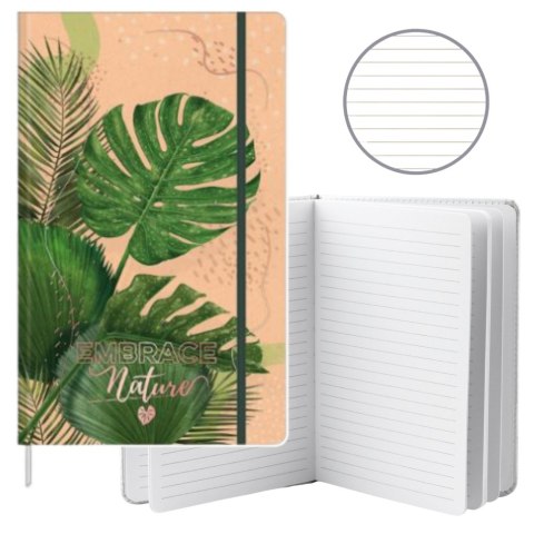 NOTATNIK ZESZYT PLANNER W LINIE LIŚCIE MONSTERA GUMKA A5 80 KARTEK