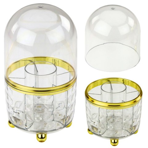 ORGANIZER NA PĘDZLE I KOSMETYKI OBROTOWY 360° Z OSŁONĄ PRZEŹROCZYSTY