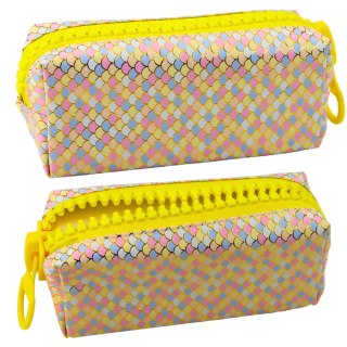 PIÓRNIK SZKOLNY ORGANIZER WZÓR ŁUSEK SYRENICH DUŻY SUWAK KOLOROWY 21X8CM