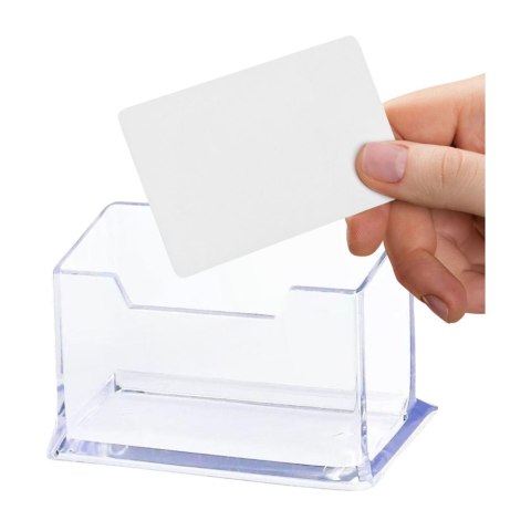 POJEMNIK NA WIZYTÓWKI PRZEŹROCZYSTY TRANSAPENTNY PLASTIKOWY 11CM