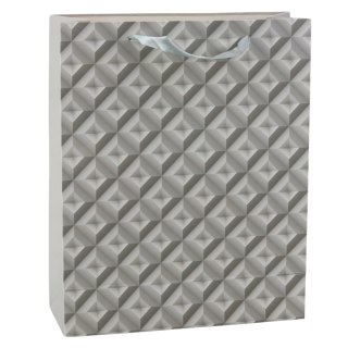 TORBA PREZENTOWA EFEKT GEOMETRII 3D SZARA 32 X 26 X 10,5 CM