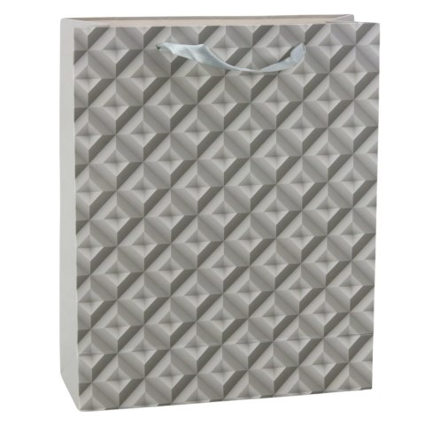 TORBA PREZENTOWA EFEKT GEOMETRII 3D SZARA 32 X 26 X 10,5 CM