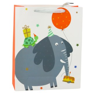 TORBA PREZENTOWA PAPIEROWA URODZINOWA SŁOŃ 32 X 26 X 12CM
