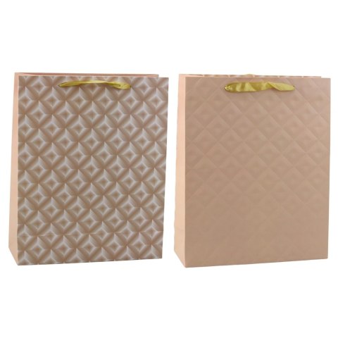 TORBA PREZENTOWA Z TŁOCZENIEM JASNO BEŻOWA 32 X 26 X 10CM