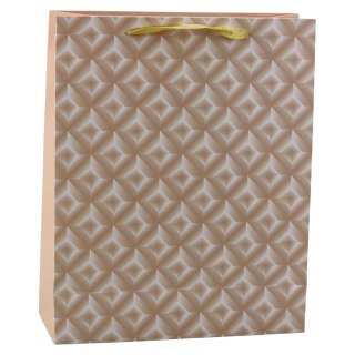 TORBA PREZENTOWA Z TŁOCZENIEM JASNO BEŻOWA 32 X 26 X 10CM