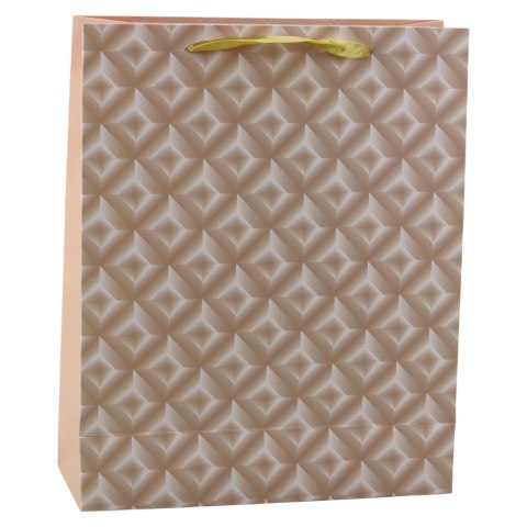 TORBA PREZENTOWA Z TŁOCZENIEM JASNO BEŻOWA 32 X 26 X 10CM