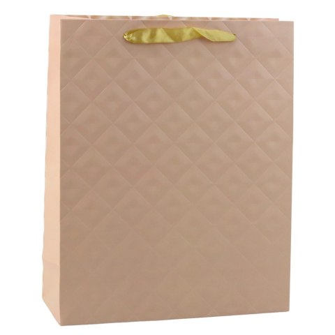 TORBA PREZENTOWA Z TŁOCZENIEM JASNO BEŻOWA 32 X 26 X 10CM