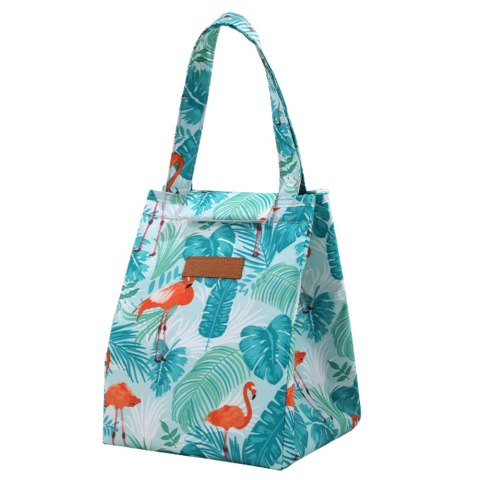 TORBA TERMICZNA IZOLACYJNA ŚNIADANIOWA LUNCH BAG LIŚCIE FLAMINGI 25CM