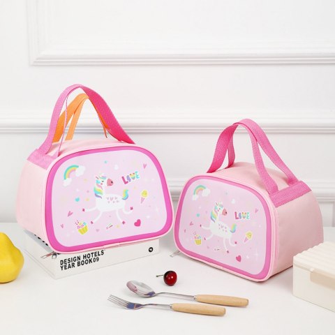 TORBA TERMICZNA IZOLACYJNA ŚNIADANIOWA LUNCH BAG RÓŻOWA JEDNOROŻEC 23CM