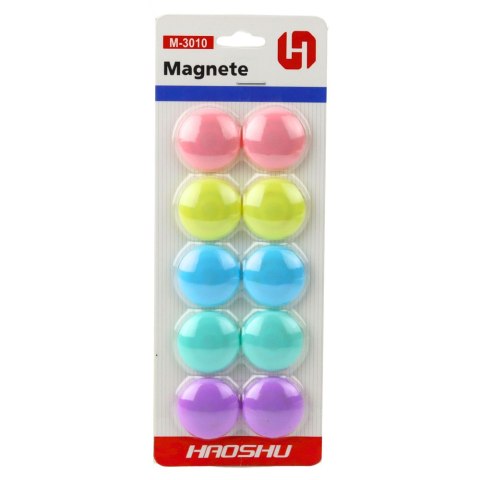 ZESTAW MAGNESÓW DO TABLICY MAGNETYCZNEJ KOLOROWE 10SZT 3CM