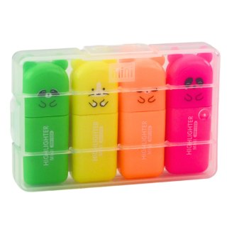 ZESTAW MINI ZAKREŚLACZE MISIE KOLOROWE PLASTIKOWE ETUI 5SZT