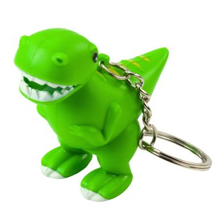 BRELOK DO KLUCZY PLECAKA DINOZAUR LATARKA LED DŹWIĘKI ZIELONY