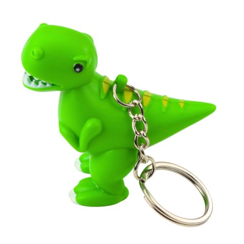 BRELOK DO KLUCZY PLECAKA DINOZAUR LATARKA LED DŹWIĘKI ZIELONY