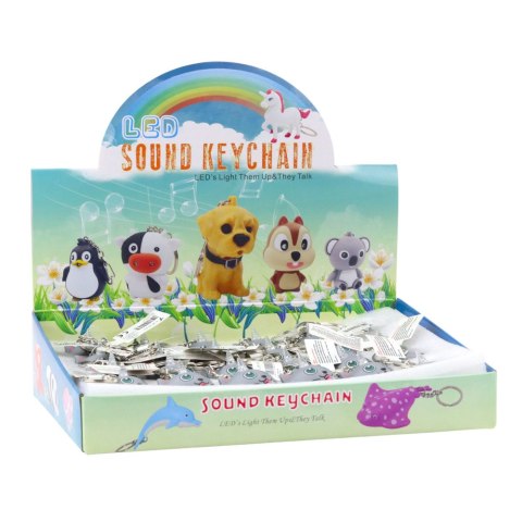 BRELOK DO KLUCZY PLECAKA KOTEK JEDNOROŻEC RÓG LED DŹWIĘKI SZARY