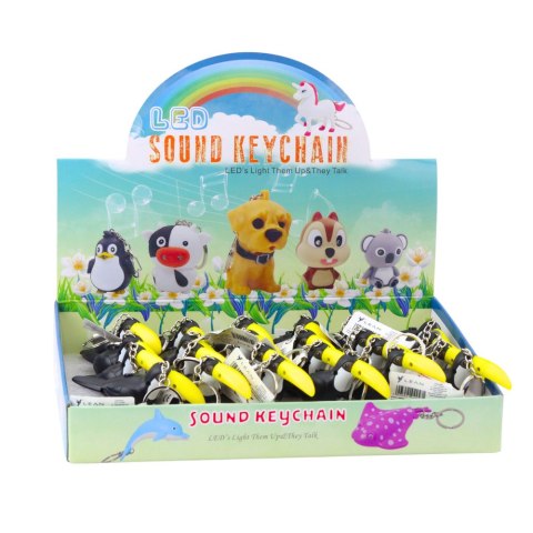 BRELOK DO KLUCZY PLECAKA TUKAN LATARKA LED DŹWIĘKI