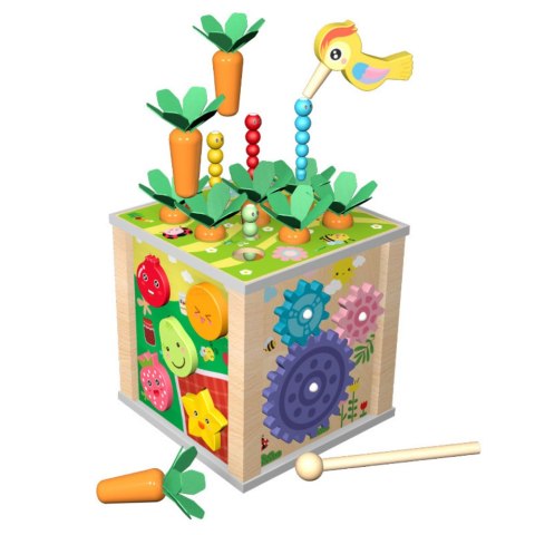 KOSTKA DREWNIANA EDUKACYJNA SENSORYCZNA WIELOFUNKCYJNA 6W1