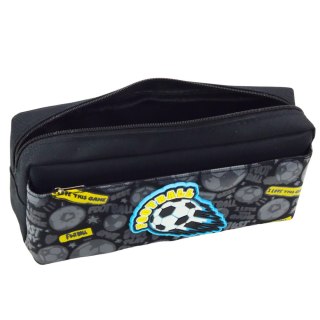 PIÓRNIK ORGANIZER SZKOLNY Z PIŁKĄ NOŻNĄ DWIE KIESZENIE CZARNY